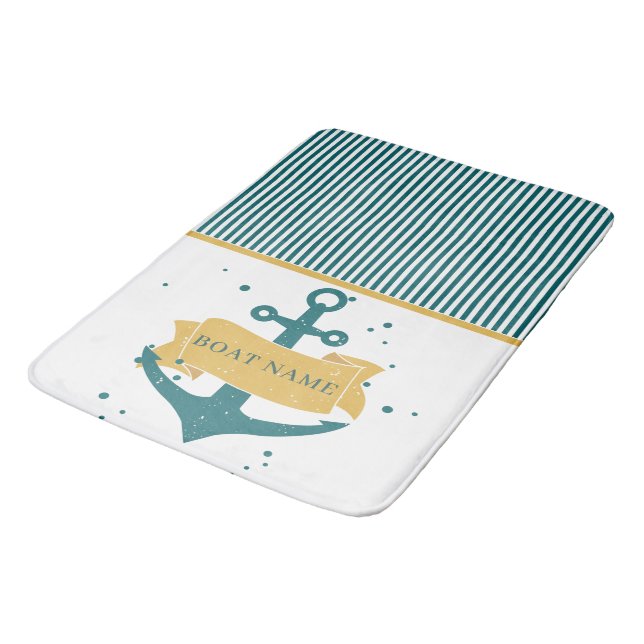 Nautical Boat Name Personalized Bath Mat (Angled)