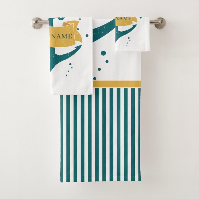 Nautical Boat Name Personalized Bath Towel Set (Insitu)