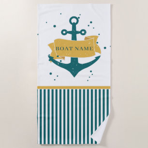 Nautical Boat Name Personalized Beach Towel