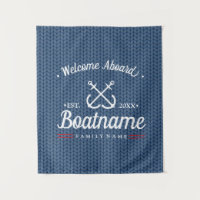 Nautical Boat Name Personalized Blue Winter Wool