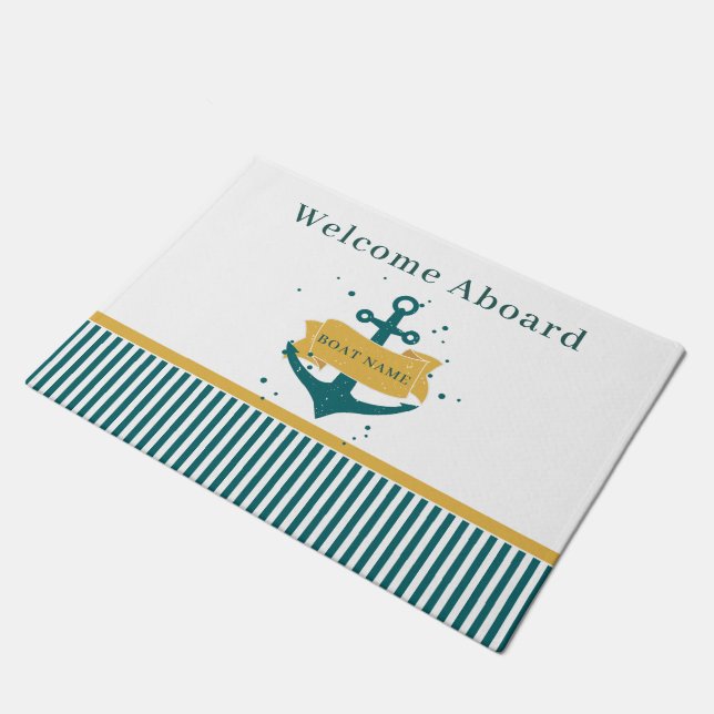 Nautical Boat Name Personalized Doormat (Angled)
