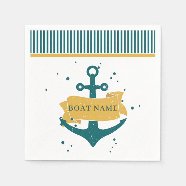 Nautical Boat Name Personalized Napkin (Front)