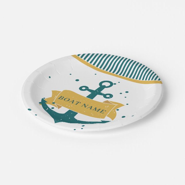 Nautical Boat Name Personalized Paper Plate (Angled)