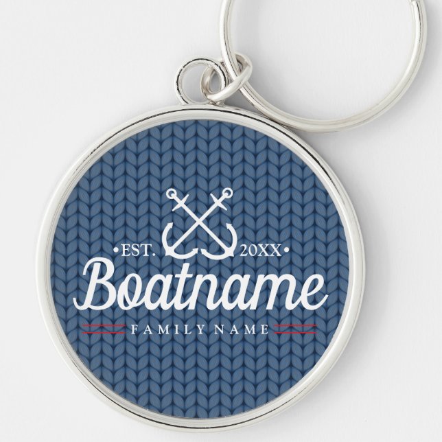 Nautical Boat Name Winter Wool Personalized Keychain (Front)