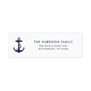 Nautical Boat Navy Blue Anchor Return Address