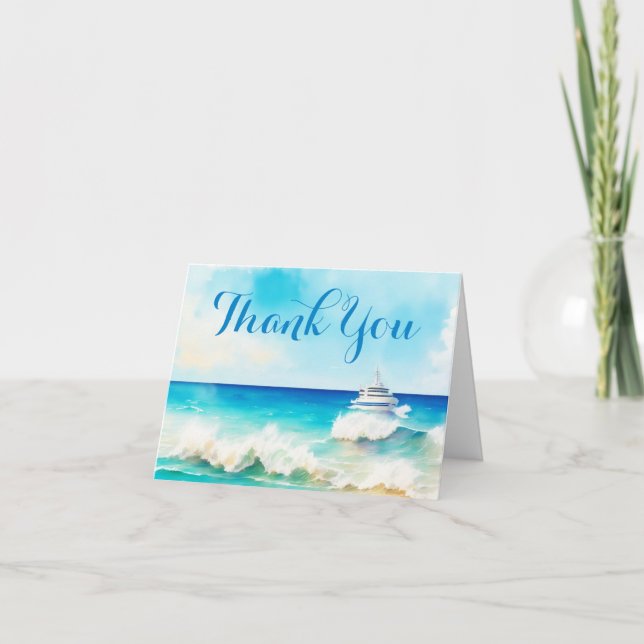 Nautical Boat Ocean Cruise Crew Appreciation Thank You Card (Front)