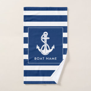 Nautical Boat Swag White Anchor Custom Hand Towel