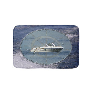 Nautical Boat Waves Bath Mat