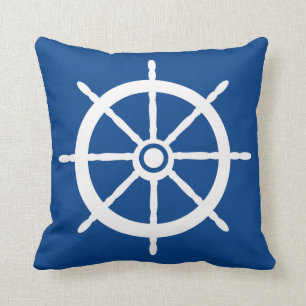 Nautical Boat Wheel Reversible Pillow