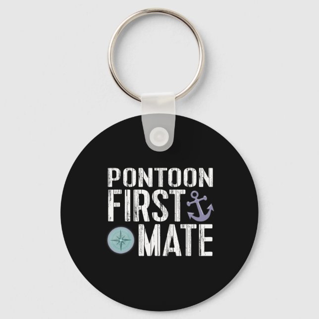 Nautical Boating Pontoon First Mate Anchor  Keychain (Front)