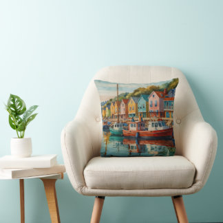 Nautical Boats and Sailboats Throw Pillow