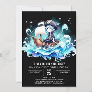 Nautical Boho Pirate Birthday Invitation