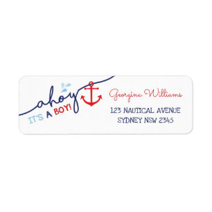 Nautical Boy Baby Shower Ahoy Return Address