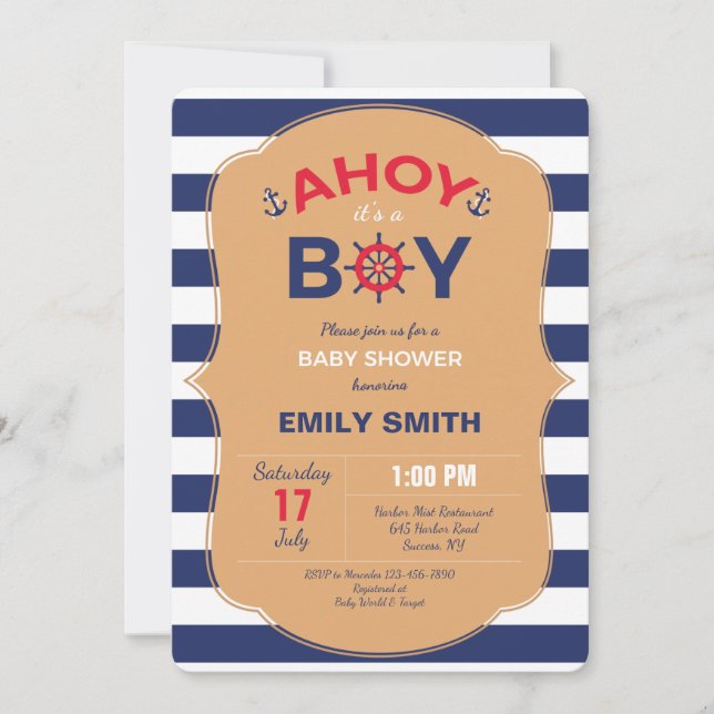 Nautical Boy Baby Shower Invitation (Front)