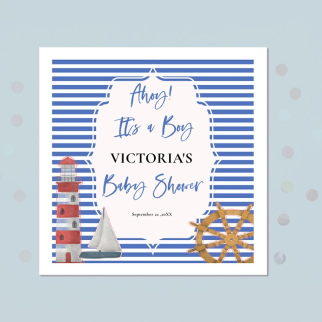 Nautical Boy Baby Shower Napkin (Creator Uploaded)