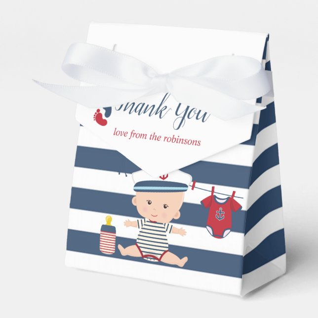 Nautical Boy Baby Shower Thank You Favor Box (Front Side)