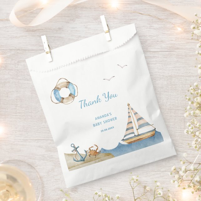 Nautical Boy Baby Shower Thank You Favour Bag (Clipped)