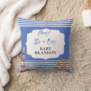 Nautical Boy Baby Shower Throw Pillow