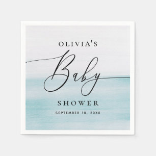 Nautical Boy Baby Shower   Watercolor Blue Coastal Napkin