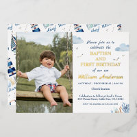 Nautical Boy Baptism and 1st Birthday Photo