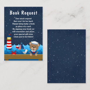 Nautical Boy Bear Red and Navy Book Request Enclosure Card