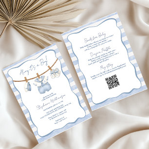 Nautical Boy Clothesline All-in-One Baby Shower  Invitation