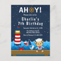 Nautical Boy Monkey Red and Navy Birthday Party
