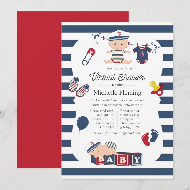 Nautical Boy Virtual Baby Shower Invitation (Front/Back)
