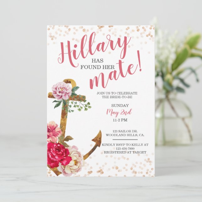 Nautical Bridal shower | Anchor Shower Invite (Standing Front)