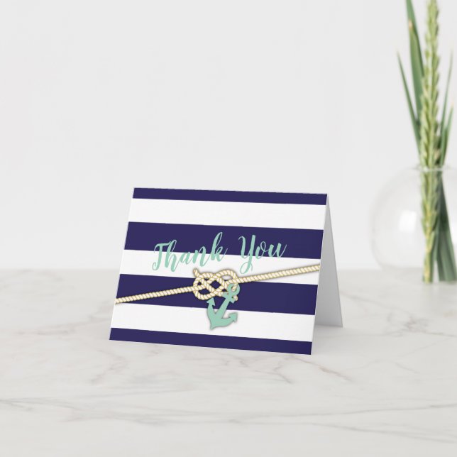 Nautical Bridal Shower/Bachelorette Thank You Note Card (Front)