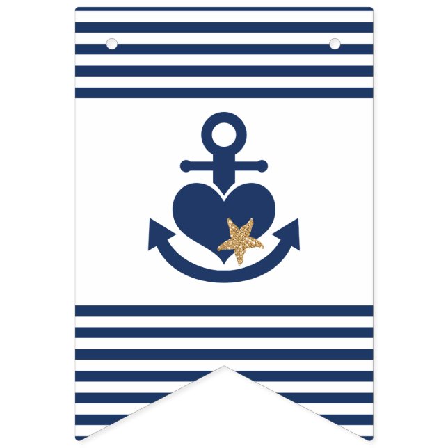 Nautical Bridal Shower Banner Navy & Gold (First Flag)