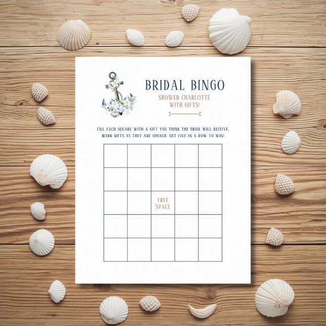 Nautical Bridal Shower Bingo Game Card (Creator Uploaded)