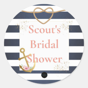 Nautical Bridal Shower Classic Round Sticker