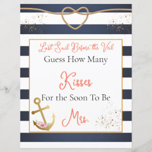 Nautical Bridal Shower Guess How Many Kisses Sign