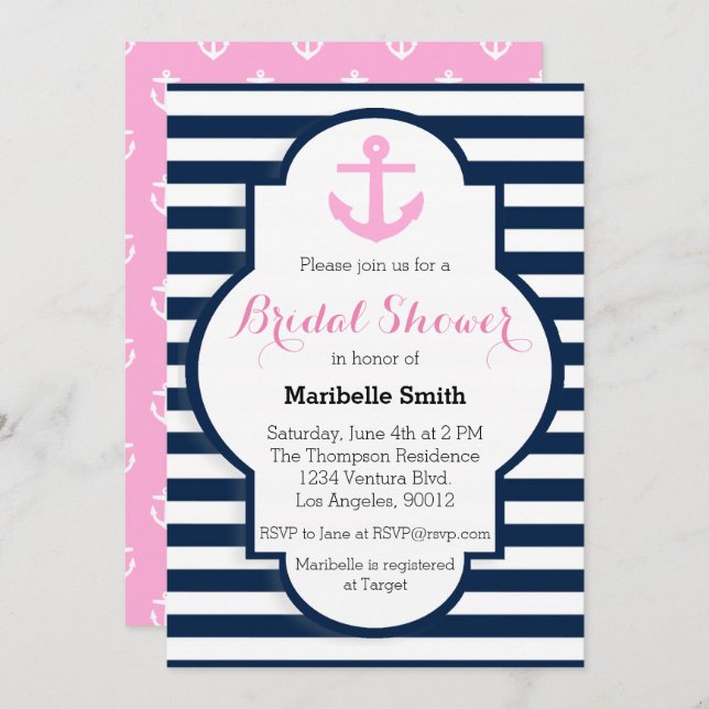 Nautical Bridal Shower Invitation (Front/Back)