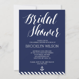 Nautical Bridal Shower Invitations With Stripes