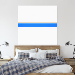 Nautical Bright Blue Brown Racing Stripes On White Canvas Print