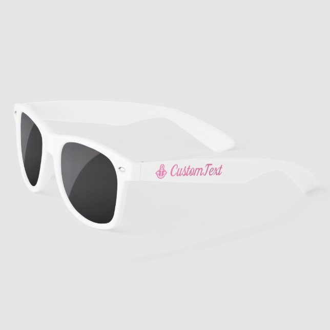 Nautical Bright Pink Anchor Custom Sunglasses (Left)