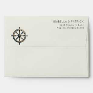 Nautical Brown Vintage Ship's Wheel Envelope