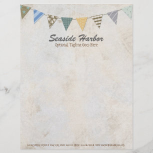 Nautical Bunting on Rustic Cream Shabby Beach Chic Letterhead