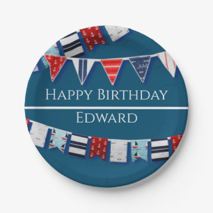Nautical Bunting Paper Plate