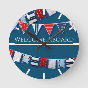 Nautical Bunting Round Clock