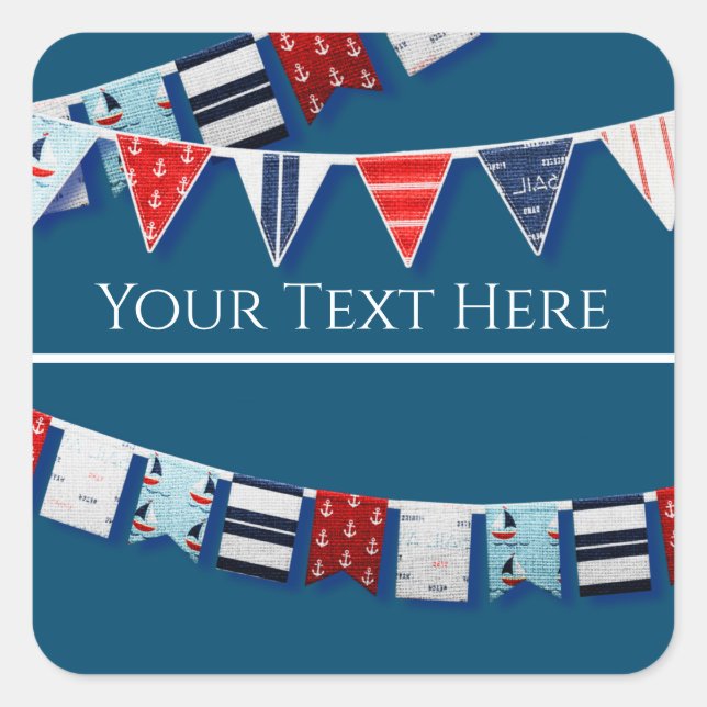 Nautical Bunting Square Sticker (Front)