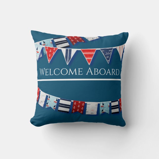 Nautical Bunting Throw Pillow (Front)