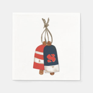Nautical Buoys Personalized Blue Red Napkin