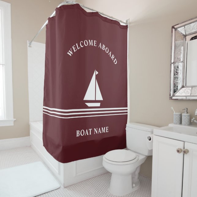 Nautical Burgundy Boat Name Text Illustration (In Situ)