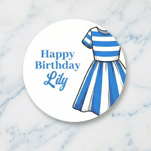 Nautical Cabana Sailor Birthday Classic Round Sticker