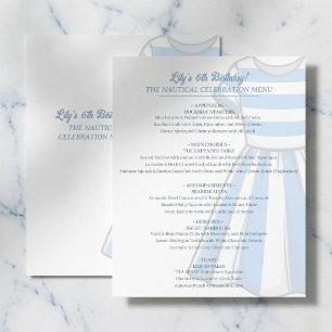 Nautical Cabana Sailor Birthday Menu