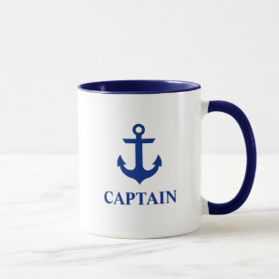 Nautical Captain Anchor Blue and White Mug