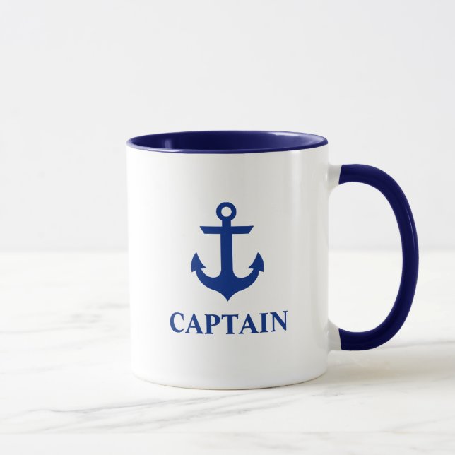 Nautical Captain Anchor Blue and White Mug (Right)